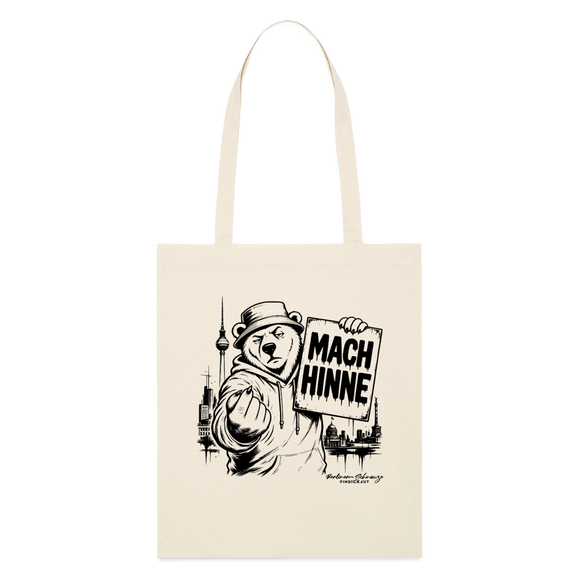 Berlin Souvenir-MACH HINNE-Bio-Stoffbeutel mit Berliner Bär - Natur