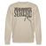 Beiger Unisex Pullover mit dem Aufdruck Original Berliner Spruch„JEH MIR NICH UFFN SENKEL“ in schwarzer Schrift, klassischer Rundhalsausschnitt aus Bio-Baumwolle.