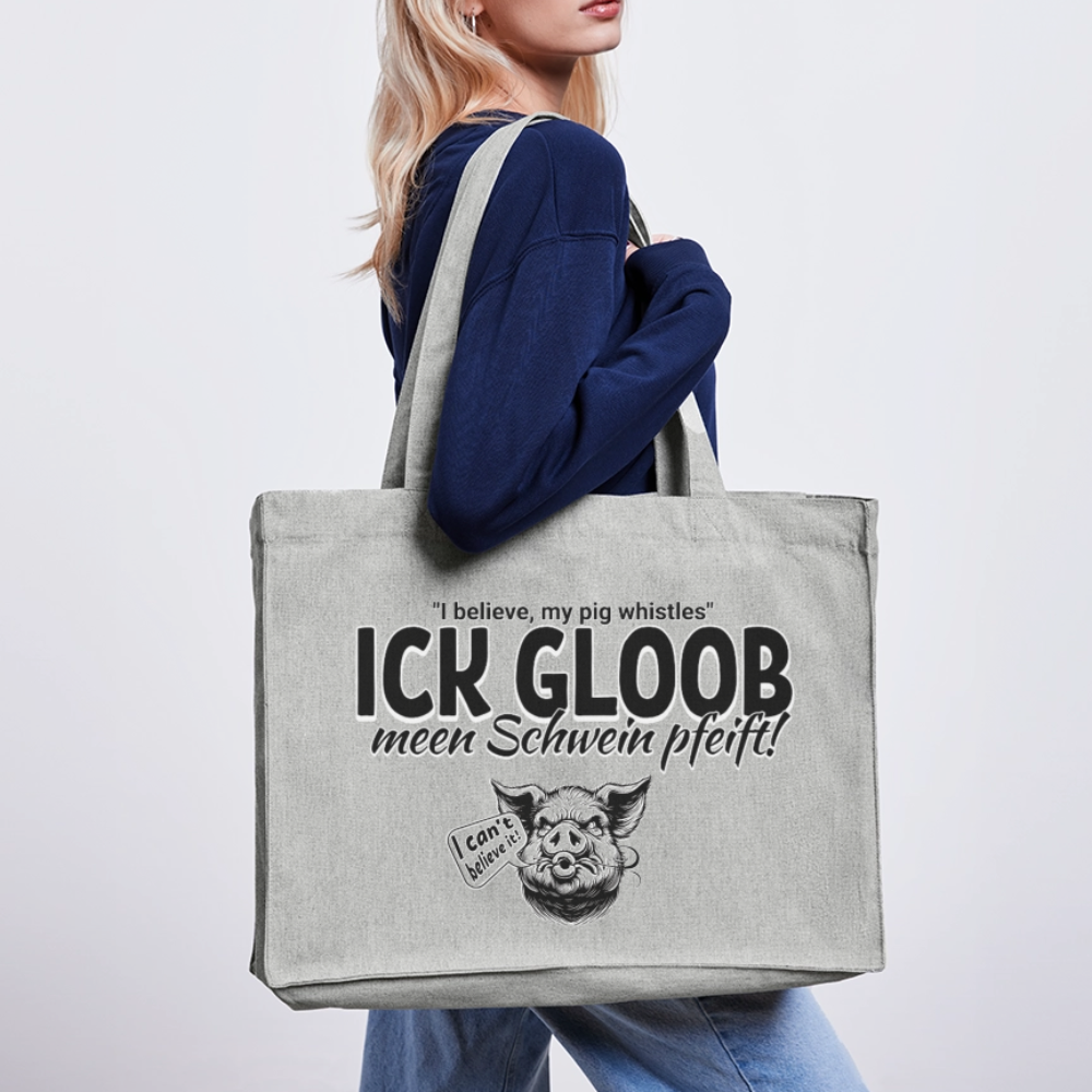 ICK GLOOB MEEN SCHWEIN PFEIFT-Einkaufstasche - Grau meliert