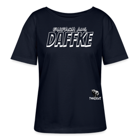 Berliner Spruch-AUS DAFFKE-Rundhals Frauen Bio-T-Shirt - Navy