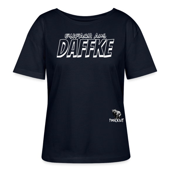 Berliner Spruch-AUS DAFFKE-Rundhals Frauen Bio-T-Shirt - Navy