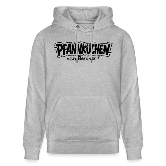 Berliner Spruch-PFANNKUCHEN, nich Berliner!-Unisex Bio-Hoodie - Grau meliert