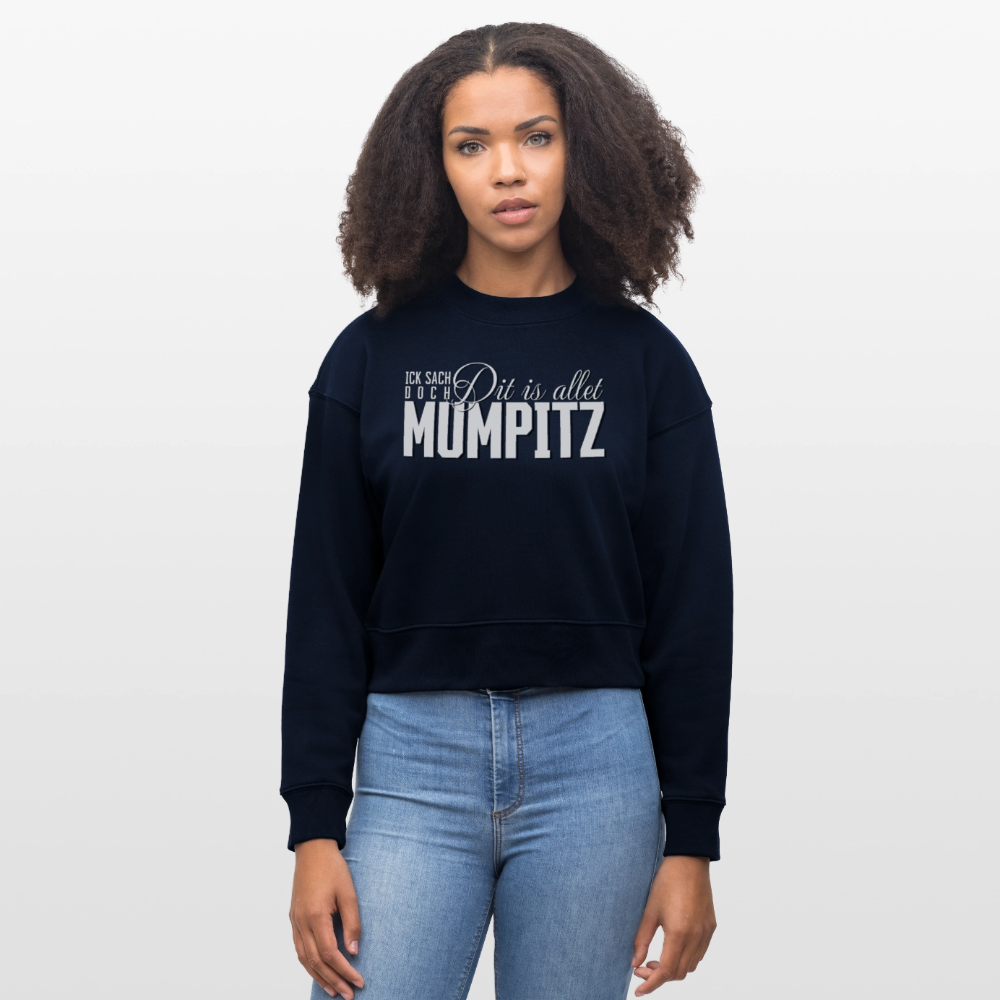 MUMPITZ-Cropped Frauen Bio-Sweatshirt-dunkel - Navy
