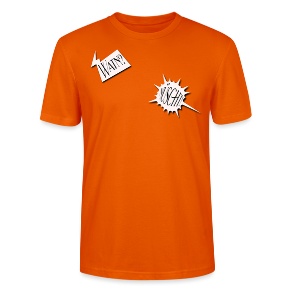 Berliner Schnauze print auf dem Unisex Bio T-Shirt „WATN? NÜSCHT!“ , gerade geschnitten, aus 100% Bio-Baumwolle, leicht, bequem und nachhaltig produziert.- Tieforange