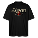 Schwarzes Oversized fit Weihnachts T‑Shirt mit Berliner Schnauze Weihnachtsmann‑Print „Jibt Nüscht ihr Flitzpiepen“ auf der Brust,Unisex 