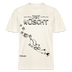 Weihnachtsdesign “JIBT NÜSCHT” mit Schlitten und fliegenden Geschenken auf Unisex Bio-T-Shirt, locker geschnitten, 215 g/m², Berlin Dialekt Motiv.Naturweiß  mit schwarzem print
