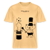 Lockeres Relaxed Fit Berlin Shirt „OHNE WORTE“ aus Bio-Baumwolle mit schwarzem Print: der Berliner Bär als doodleartige Zeichnung, der mit seinem Zauberstab einen Mittelfinger aus einem Zylinderhut hervorzaubert. - Hellgelb