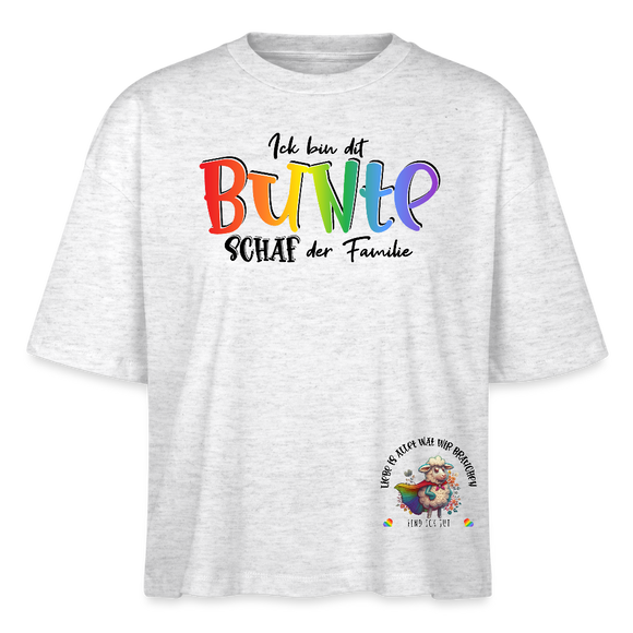 LIEBE IS BUNT-Frauen Boxy Bio-T-Shirt - Weiß meliert