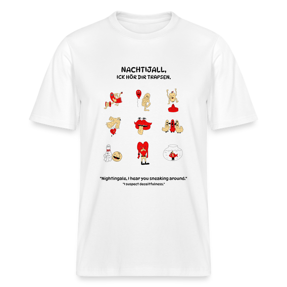 NACHTIJALL-Relaxed Fit Unisex Bio-T-Shirt - Weiß
