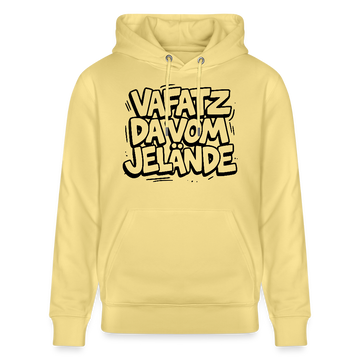 Berliner Kultspruch-VAFATZ DA VOM JELÄNDE-Unisex Bio-Hoodie - Gelb Viva 