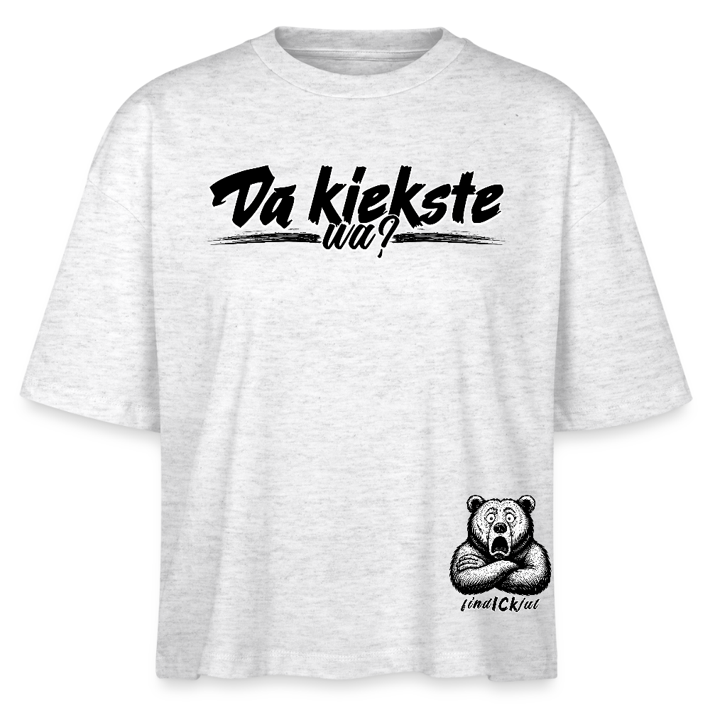 Da kiekste, wa?-Frauen Boxy Bio-T-Shirt II - Weiß meliert