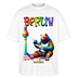 Illustration eines bunten Bären in Regenbogenfarben, der mit Pinsel und Farbpalette kreativ ist, vor dem Berliner Fernsehturm in Regenbogenoptik. Darüber der Schriftzug "Berlin" in Regenbogenfarben und darunter ganz klein "Findickjut". Perfekt zur Feier des CSD Berlin 2025. Oversized Unisex Bio T-Shirt - Weiß