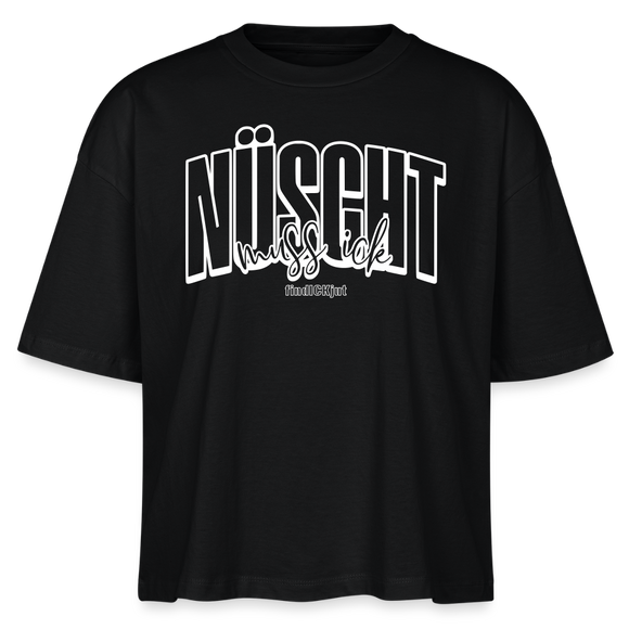 Berlin Shirt mit Schnauze 2025-NÜSCHT-Frauen Boxy Bio-T-Shirt - Schwarz