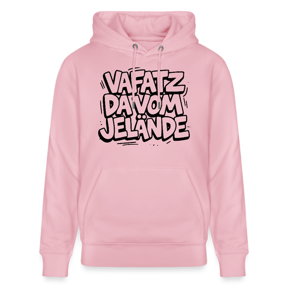 Berliner Kultspruch-VAFATZ DA VOM JELÄNDE-Unisex Bio-Hoodie - Hellrosa
