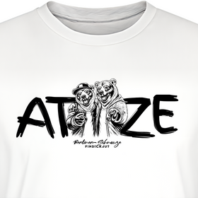 ATZE T-Shirt in Weiß mit zwei gezeichneten Bären als Berliner Atzen, ideales Freundschafts-Shirt für Kumpels-zoomansicht