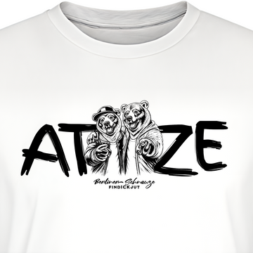 ATZE T-Shirt in Weiß mit zwei gezeichneten Bären als Berliner Atzen, ideales Freundschafts-Shirt für Kumpels-zoomansicht