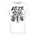 Weißes ATZE T-Shirt mit schwarz-weißer Zeichnung von zwei lachenden Bären im Streetstyle, die nach vorn zeigen – Berliner Schnauze Motiv für Kumpels und Freunde