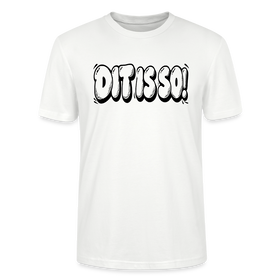 Weißes Berlin Shirt mit schwarzem, grossen „Dit is so!“ Schriftzug in auffälliger Bubble-Schrift auf der Vorderseite.
