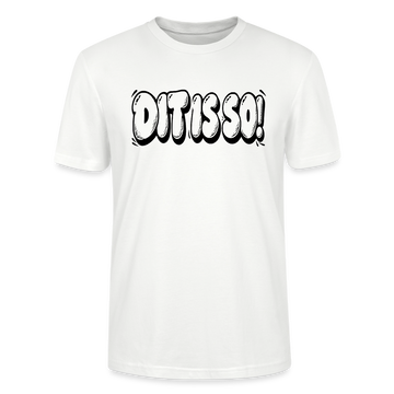 Weißes Berlin Shirt mit schwarzem, grossen „Dit is so!“ Schriftzug in auffälliger Bubble-Schrift auf der Vorderseite.