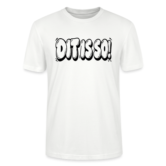 Weißes Berlin Shirt mit schwarzem, grossen „Dit is so!“ Schriftzug in auffälliger Bubble-Schrift auf der Vorderseite.