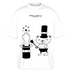 Weißes Oversized Berlin Shirt „OHNE WORTE“ mit gezeichnetem Bären als Zauberer und Mittelfinger, der aus einem Zauberhut erscheint.