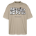 steingraues, oversize geschnittenes Bio-Unisex Berlin Shirt mit weißem Frontdruck „Mach’n Kopp zu“, Illustration mit Comic-Kopf und „Shut Up“-Schild, darunter „Close your head“, Rundhalsausschnitt, zentral platzierter Berliner Spruch für Streetwear und Dialekt-Liebhaber
