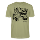 Nebelgrünes Berlin T-Shirt mit MACH HINNE Schriftzug, Berliner Bär, Fernsehturm und Berlin Skyline