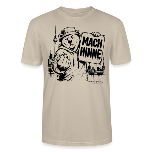 Beiges  Berlin T-Shirt mit MACH HINNE Schriftzug, Berliner Bär, Fernsehturm und Berlin Skyline