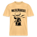 Berlin Shirt- hellgelbes T-Shirt mit großem schwarzen Schriftzug "MESCHUGGE" und comicartiger Figur, der vor Aufregung der Kopf explodiert, im Berliner Schnauze Stil