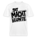 weisses Relaxed Fit Unisex Bio‑T‑Shirt, Berlin Shirt mit Spruch „DIT MACHT URST LUNTE“ (berliner schnauze), schwarzer Statement‑Print im Comic-Style