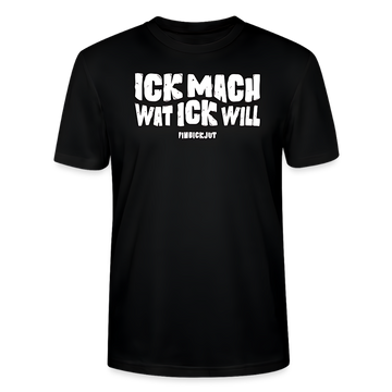 Schwarzes Berlin Shirt mit weißem Berliner Schnauze Spruch „ICK MACH WAT ICK WILL“ von findickjut.