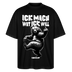 Berlin Shirt: schwarzes Oversized Unisex T‑Shirt mit Spruch inBerliner Schnauze„ICK MACH WAT ICK WILL“ und tanzendem Bären mit erhobenem Mittelfinger-100% Bio‑Baumwolle, Rundhals, weite Ärmel.