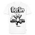 weisses Männer Premium Bio T‑Shirt mit Print „BERLIN ICK LIEBE DIR“, tanzender Berliner Bär und Berliner Skyline/Fernsehturm, Häuser und die Spree (Berlin Souvenir 2026)