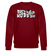 burgunderroter Bio unisex Sweater mit Berliner Spruch „Mach’n Kopp zu“ und Comic-Grafik „Shut up!“, vor weißem Hintergrund stehend.