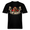 Berliner Bär mit Weihnachtsmütze, Sonnenbrille und Zigarre auf schwarzem, locker geschnittenen Organic T-Shirt-Design mit Schriftzug „JIBT NÜSCHT“