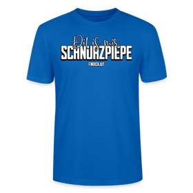Blaues Unisex T-Shirt mit weißer Aufschrift "Dit is mir SCHNURZPIEPE" in Berliner Schnauze, 100% Bio Baumwolle, lässiger Schnitt,Design by findickjut.de