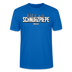 Blaues Unisex T-Shirt mit weißer Aufschrift "Dit is mir SCHNURZPIEPE" in Berliner Schnauze, 100% Bio Baumwolle, lässiger Schnitt,Design by findickjut.de
