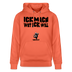Hellroter Hoodie mit schwarzem Aufdruck „ICK MACH WAT ICK WILL“ im Berliner Schnauze Stil, designed by findickjut