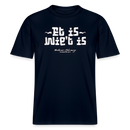 Dunkelblaues Relaxed Fit T‑Shirt mit weißem Berliner‑Schnauze Schriftzug „Et is wie’t is“ auf der Vorderseite