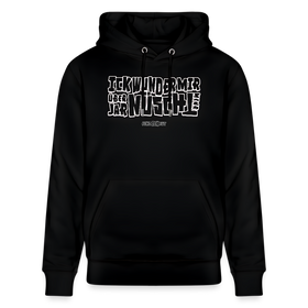 Berliner Spruch in weiss-umrandeten Buchstaben-ICK WUNDER MIR ÜBER JAR NÜSCHT MEHR-auf Bio Hoodie schwarz