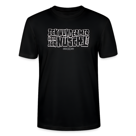 Berliner Spruch-weiss umrandete Buchstaben-ICK WUNDER MIR ÜBER JAR NÜSCHT MEHR-Unisex T-Shirt BIO - Schwarz