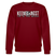 Bordeauxroter Unisex Sweater mit Rundhalsausschnitt und Berliner Spruch „KEENE ANGST ICK TU SIE NÜSCHT“ in weißer Schrift, mittig auf der Brust platziert, ergänzt mit einem Cartoon-Motiv zwischen den Wörtern.