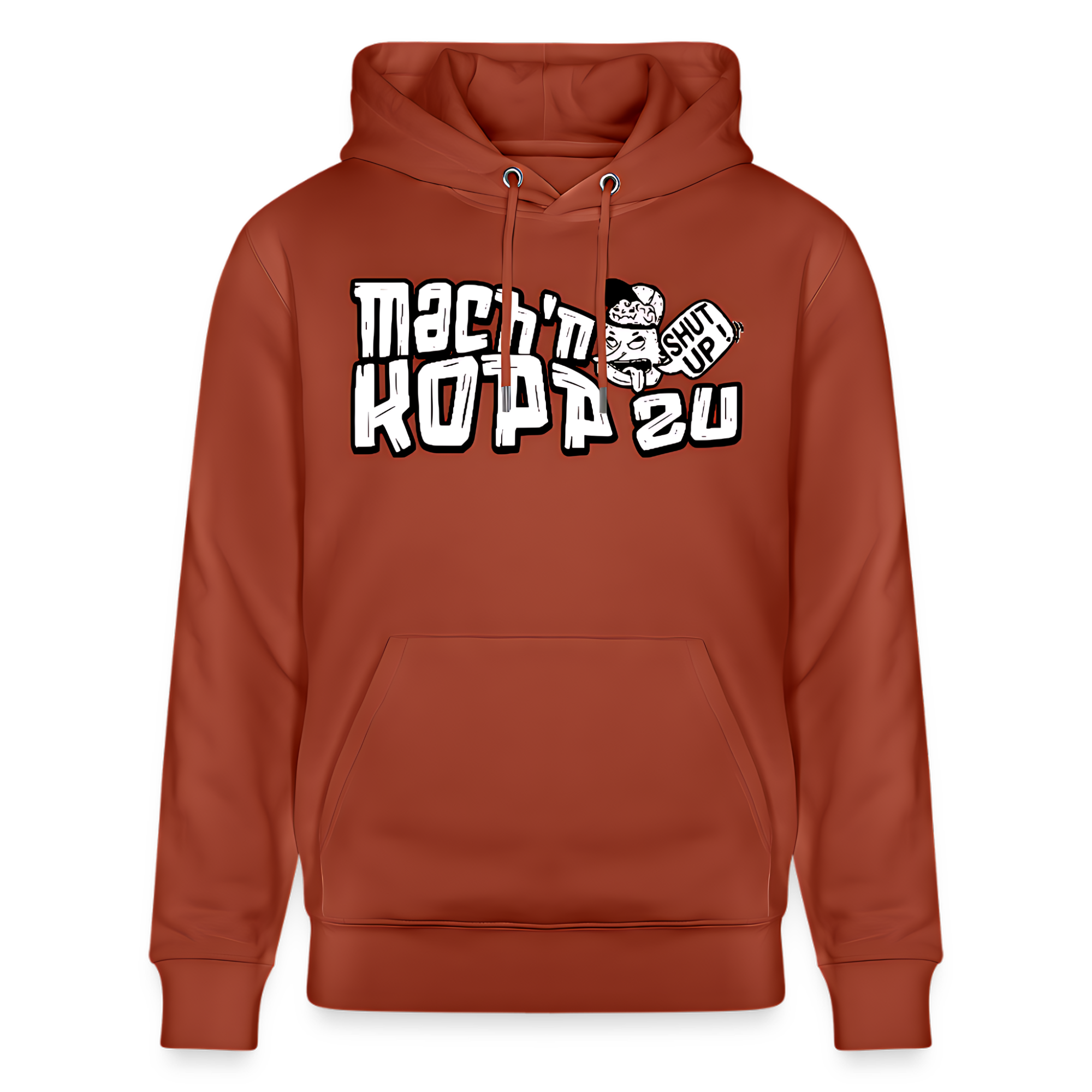 Berliner_Spruch-MACH_N_KOPP_ZU-in cartoonschrift-Bio_Hoodie Terrakotta