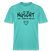poloblaues Unisex T-Shirt mit schwarzem Berliner Spruch „Ick bin nüscht für schwache Nerven“ und kleiner handgezeichneter Comic-Figur auf der Vorderseite.
