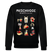 Schwarzer Unisex Sweater mit Berliner Spruch „MESCHUGGE – Na und!? Dit fetzt urst.“ und lustigen Cartoon-Illustrationen, klassischer Rundhalsausschnitt, Bio-Baumwolle, lockerer Sitz.