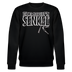 Schwarzer Unisex Rundhals-Sweater mit weißem Aufdruck „JEH MIR NICH UFF’N SENKEL“, Berliner Spruch, 100% Bio-Baumwolle, 350 g/m², klassischer Fit, Rippkragen und Bündchen.