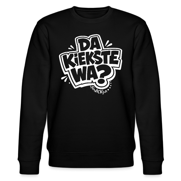 weisser Schriftzug in original Berliner Schnauze „DA KIEKSTE WA?“ im Comic‑Style-findICKjut Branding