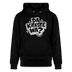 Schwarzer Unisex Bio‑Hoodie mit großem weiß-gerahmten Comic‑Typo‑Print in echt Berliner Schnauze „DA KIEKSTE WA?“ mittig auf der Brust. 