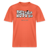hellrotes Bio-Unisex Berlin Shirt mit weißem Frontdruck „Mach’n Kopp zu“, darunter „Close your head“ und Illustration eines Berliner Kopp mit Sprechblase „Shut up“, Rundhals, zentral platzierter Print – ideal für Streetwear und Berliner Spruch-Styles.