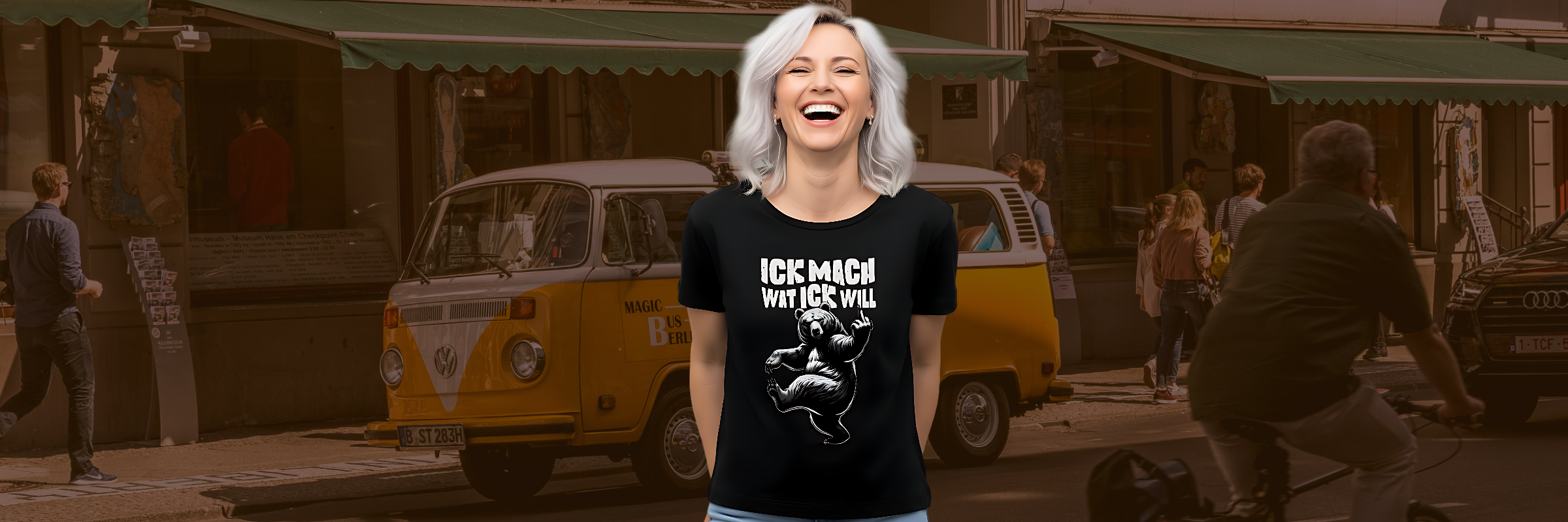 Frauen rundhals shirts bio mit berliner schnauze